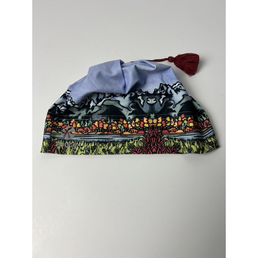 Sauce Active Beanie Hat Adult Medium/Large Mountain Landscape Print Tassel